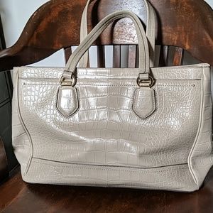 Cole Haan Tali Double Zip Work Tote in Taupe Croc